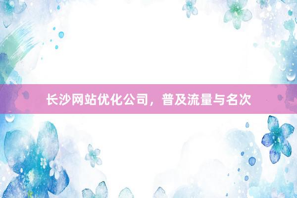 长沙网站优化公司，普及流量与名次
